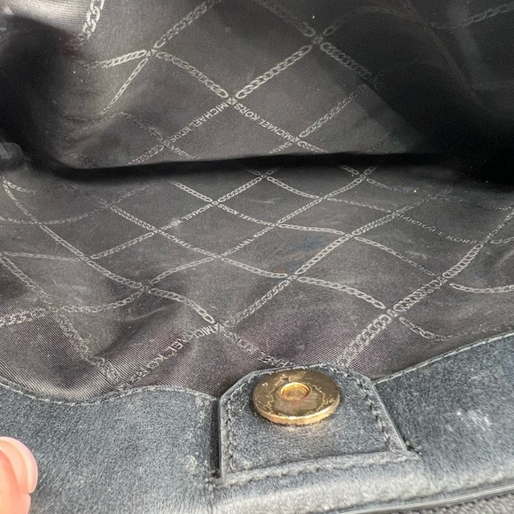Michael Kors Black Chevron Shoulder Bag with Gold Accents - Picture 13 of 15